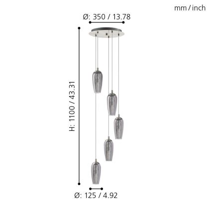 Eglo 96345 -  LED lühter juhtmega FARSALA 5xG9/2.5W/230V