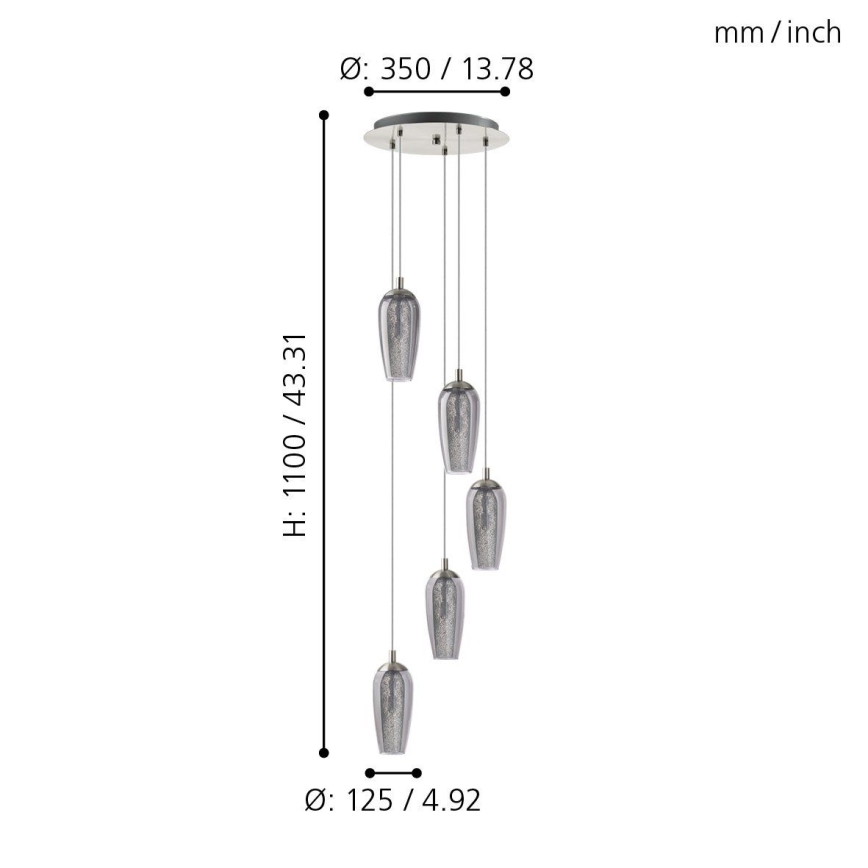 Eglo 96345 -  LED lühter juhtmega FARSALA 5xG9/2.5W/230V