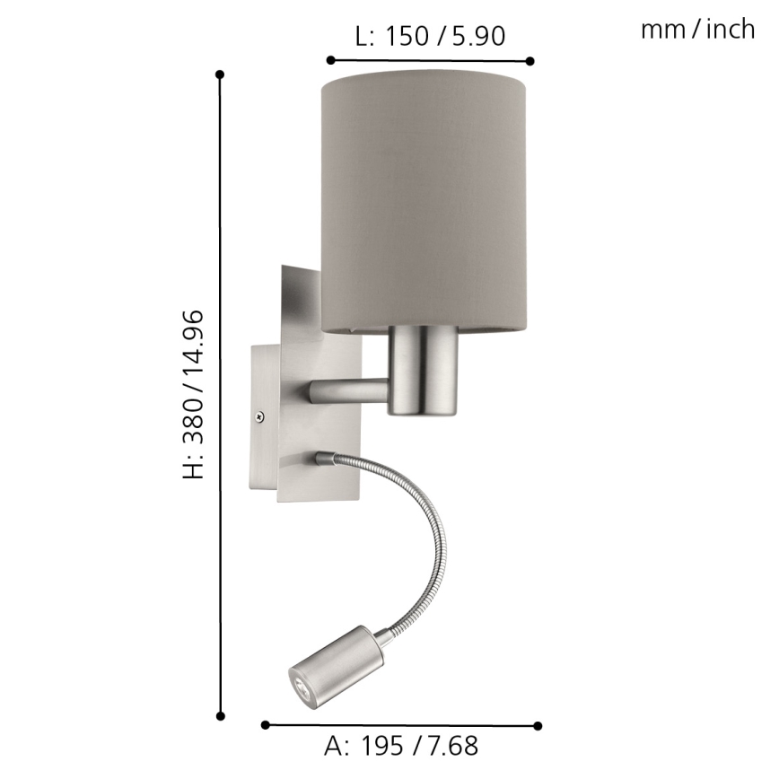 Eglo - LED Paindlik valgusti 1xE27/40W+LED/3,8W taupe