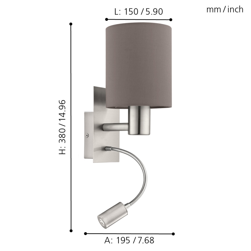 Eglo - LED Paindlik lamp 1xE27/40W + LED/3.8W hall