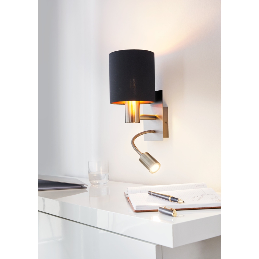 Eglo - LED Paindlik lamp 1xE27/40W+LED/3.8W must