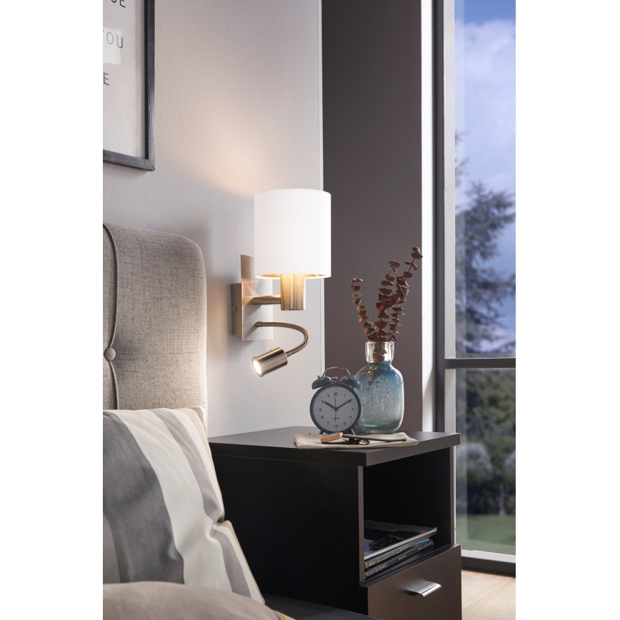 Eglo - LED Paindlik lamp 1xE27/40W + LED/3,8W valge