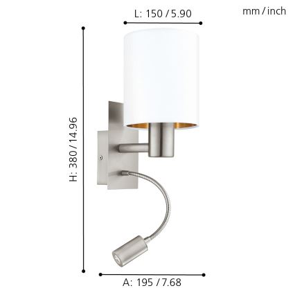 Eglo - LED Paindlik lamp 1xE27/40W + LED/3,8W valge