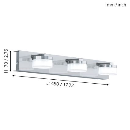 Eglo - LED Hämardatav Seinavalgusti vannituppa 3xLED/7,2W/ IP44