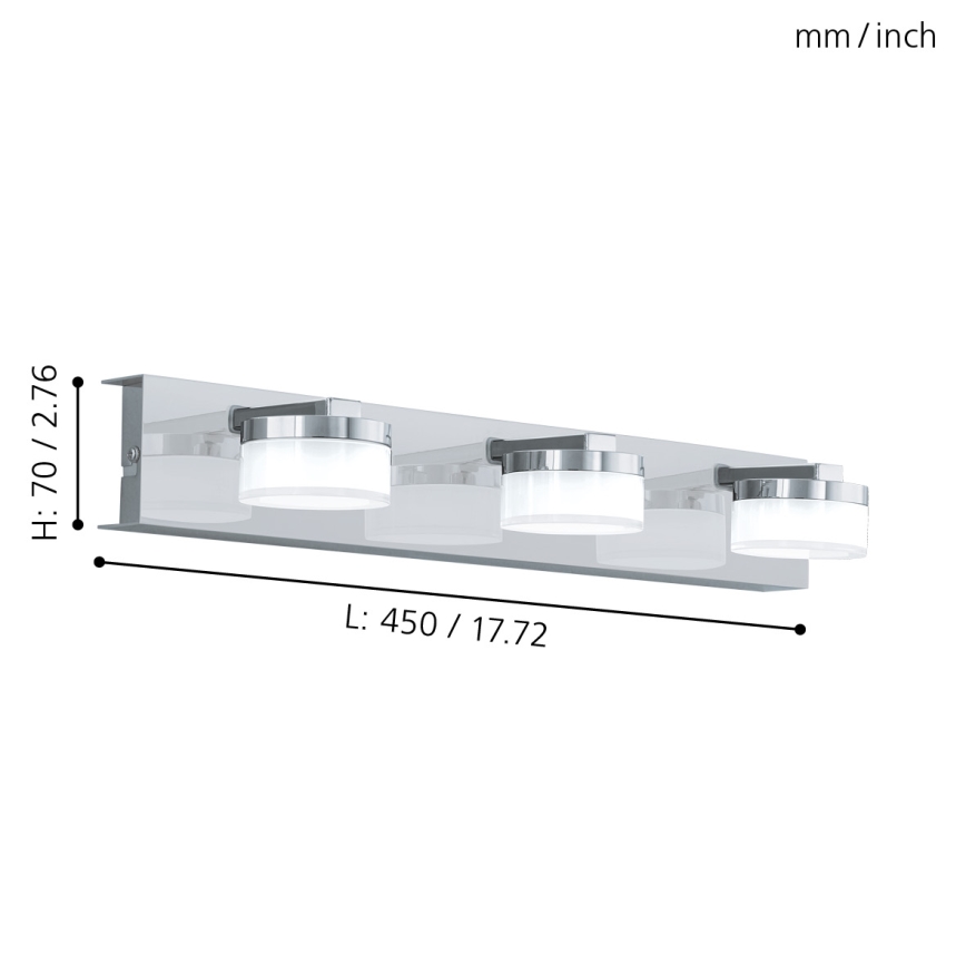 Eglo - LED Hämardatav Seinavalgusti vannituppa 3xLED/7,2W/ IP44
