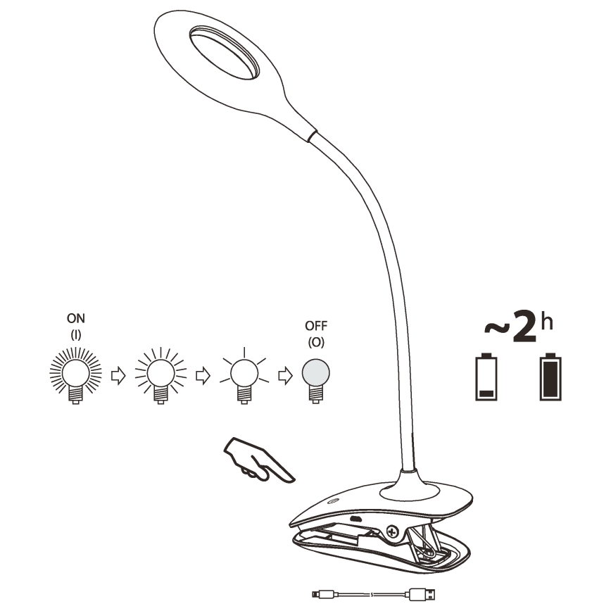 Eglo - LED Hämardatav valgusti klambriga 1xLED/3W/230V 500 mAh valge