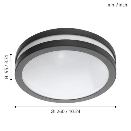 Eglo - LED Hämardatav laevalgusti vannituppa LOCANA-C LED/14W/230V Bluetooth IP44 antratsiit