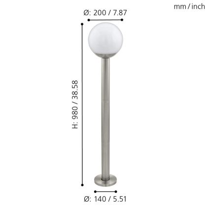 Eglo 97249 - Hämardatav LED-välisvalgusti NISIA-C 1xE27/9W/230V 980 mm IP44