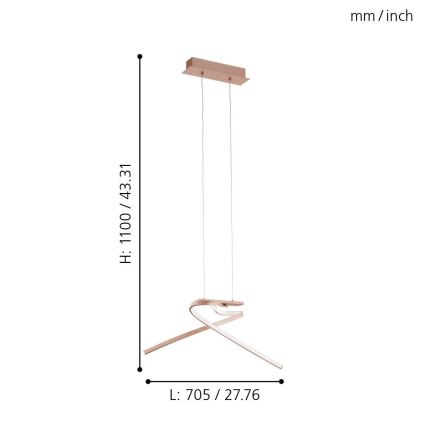 Eglo 97362 - LED Lühter PALOZZA 2xLED/11W/230V