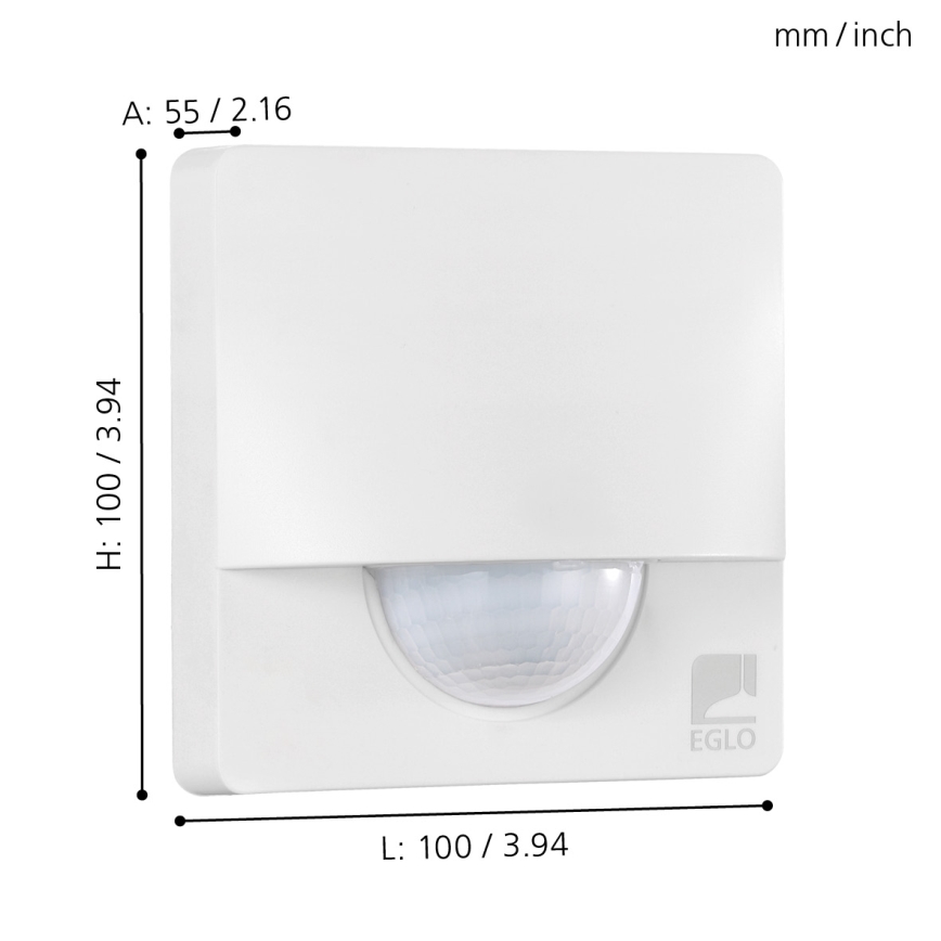 Eglo - Välisliikumis- ja hämarusandur 1m valge IP44