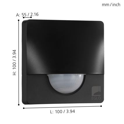 Eglo - Väli liikumisandur 12 m must IP44