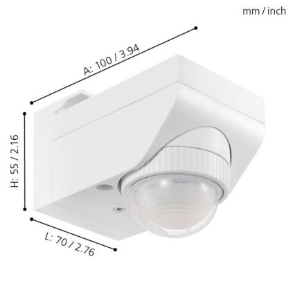 Eglo 97466 - Väline liikumis- ja hämarussensor DETECT ME 4 12 m valge IP44