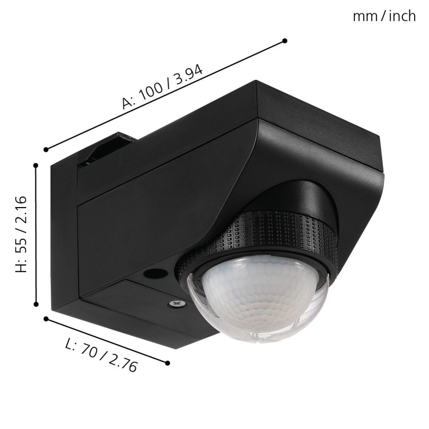 Eglo 97467 - Välisliikumis- ja hämarusandur DETECT ME 4 12 m must IP44