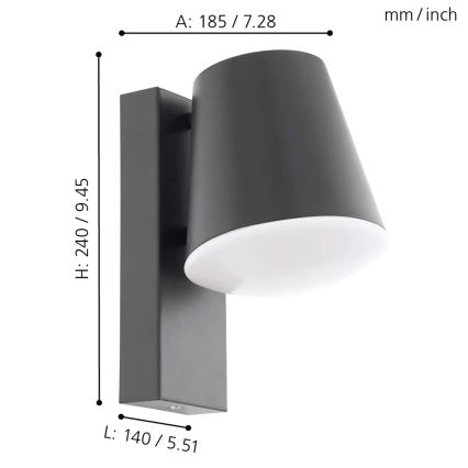 Eglo 97482 - LED-hämardatav välisseinavalgusti CALDIERO-C 1xE27/9W/230V IP44
