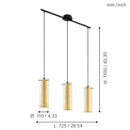 Eglo - Lühter 3xE27/60W/230V