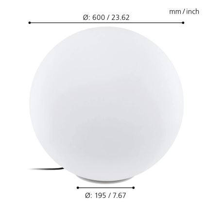 Eglo 98108 - LED RGBW välisvalgusti MONTEROLO-C 1xLED/9W/230V IP65 läbimõõt 600 mm