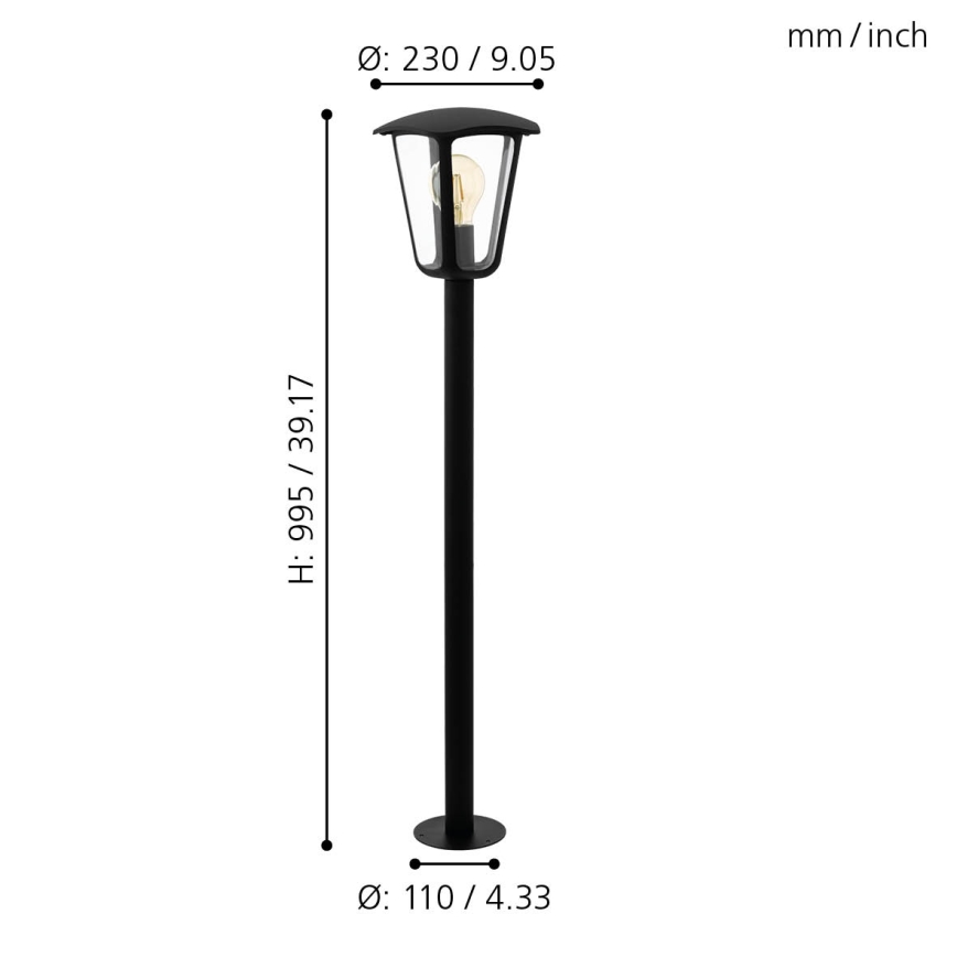 Eglo - Õuelamp 1xE27/60W/230V IP4výška 995 must