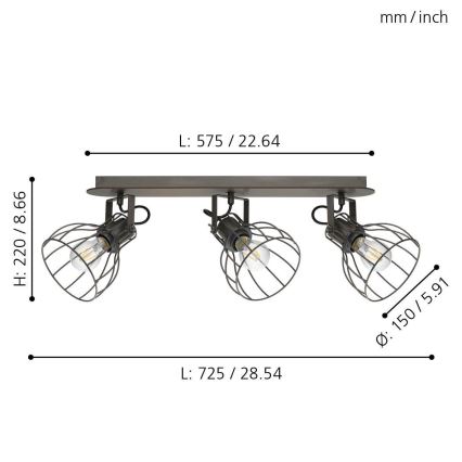 Eglo 98136 - Kohtvalgusti SAMBATELLO 3xE27/40W/230V