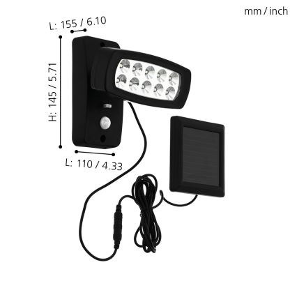 Eglo - LED Päikesepaneeliga seinavalgusti koos anduriga LED/1,2V 600 mAh IP44