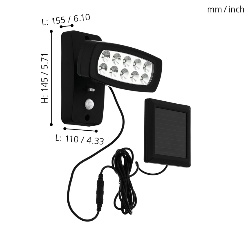 Eglo - LED Solārā sienas lampa ar sensoru LED/1,2V 600 mAh IP44