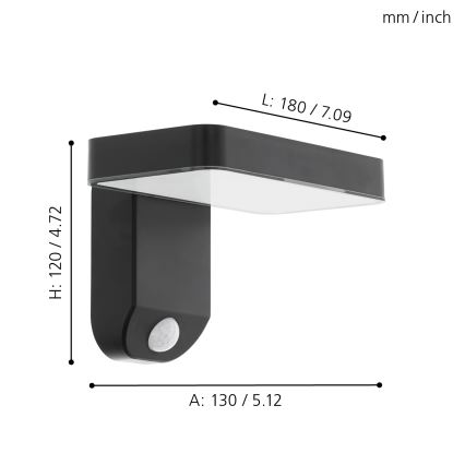 Eglo - LED Päikesepaneeliga seinavalgusti koos anduriga LED/4,5W/3,7V 2200 mAh IP44