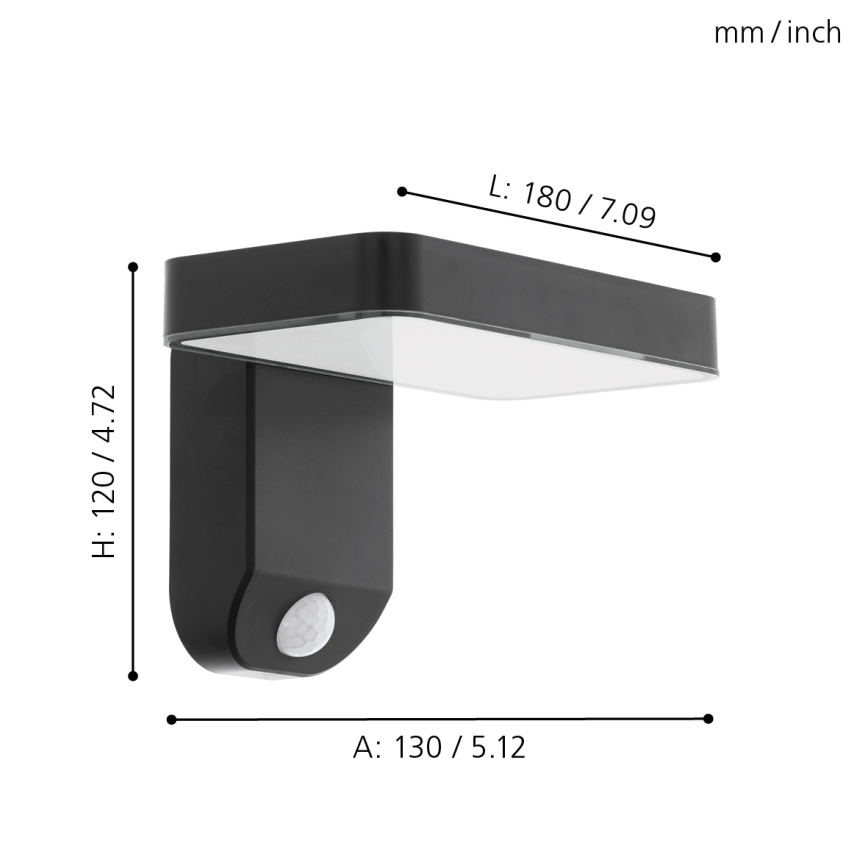 Eglo - LED Päikesepaneeliga seinavalgusti koos anduriga LED/4,5W/3,7V 2200 mAh IP44