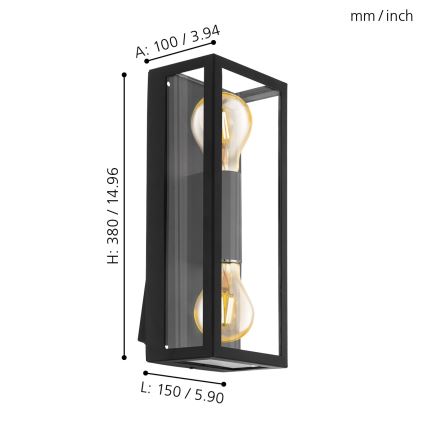 Eglo - Seinavalgusti õue 2xE27/60W/230V IP44