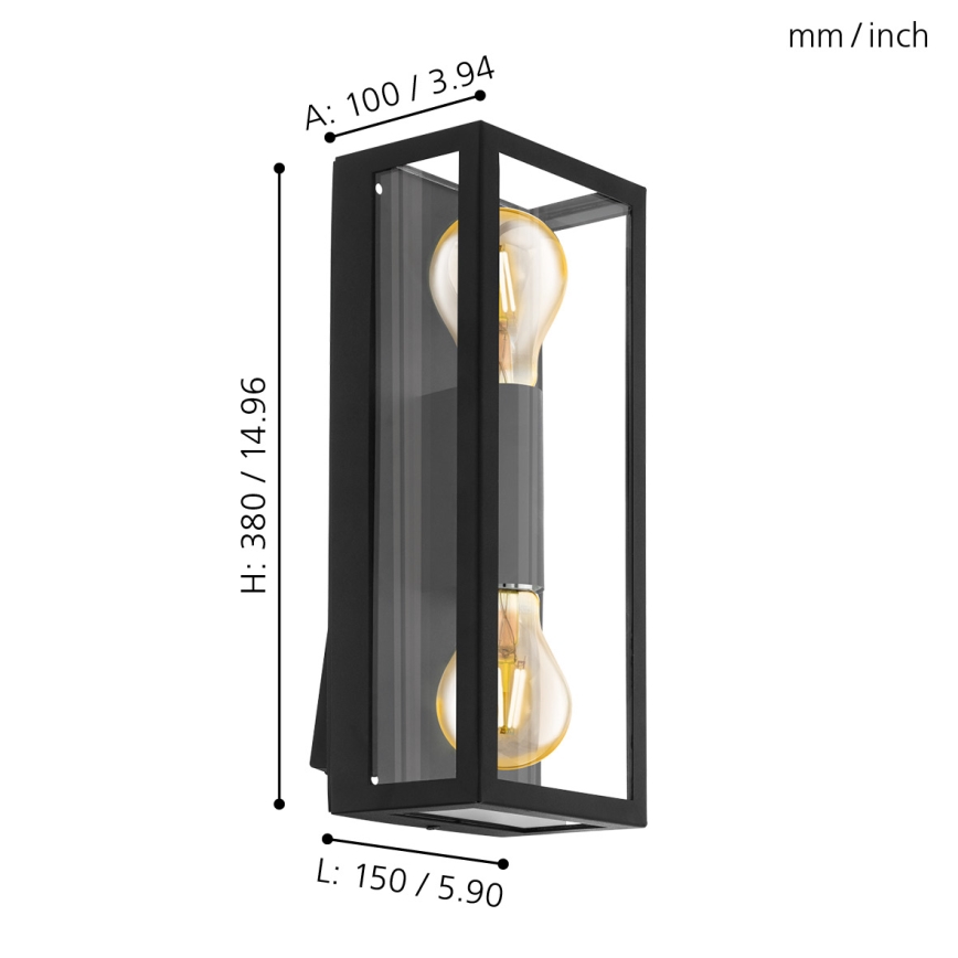 Eglo - Seinavalgusti õue 2xE27/60W/230V IP44