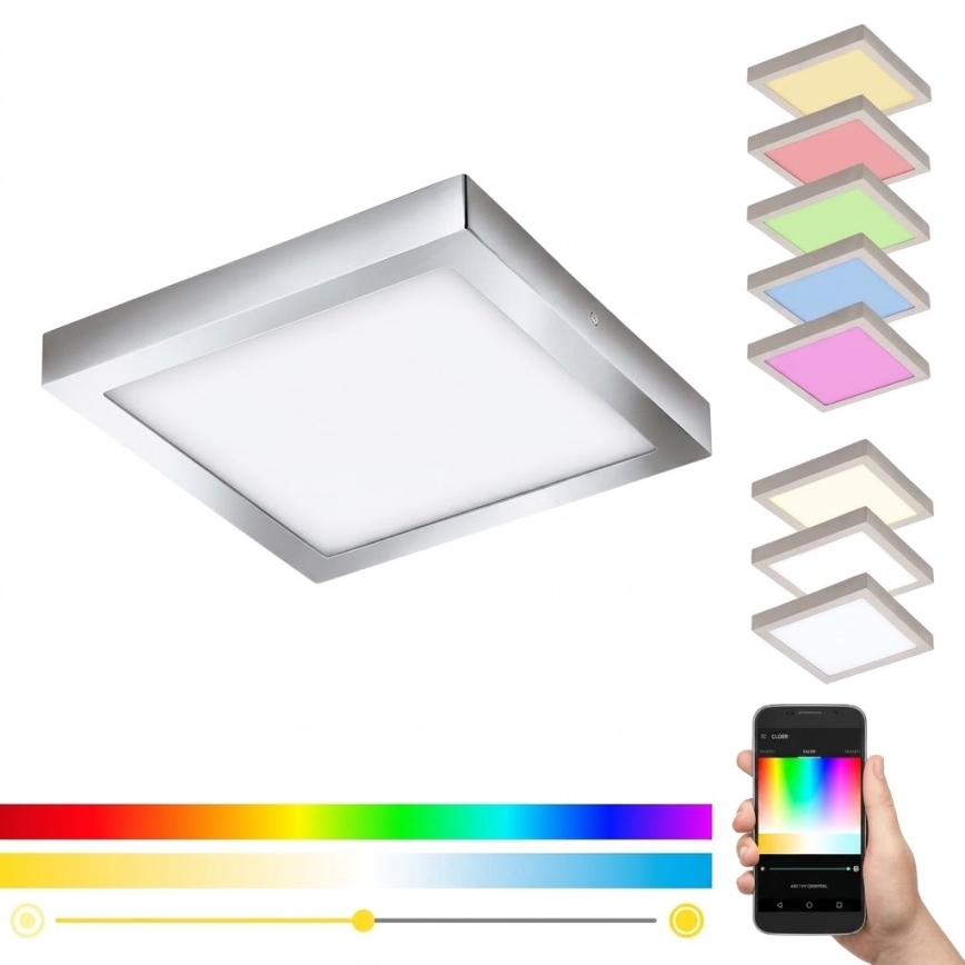 Eglo - LED RGBW Hämardatav laevalgusti FUEVA-C LED/21W/230V Bluetooth IP44 30x30 cm