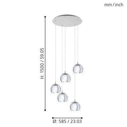 Eglo - Lühter 5xE27/28W/230V