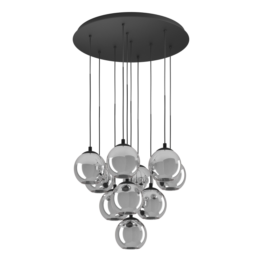 Eglo - Ripplühter kaablil 10xE27/40W/230V must/läikiv kroom