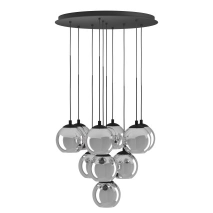 Eglo - Ripplühter kaablil 10xE27/40W/230V must/läikiv kroom
