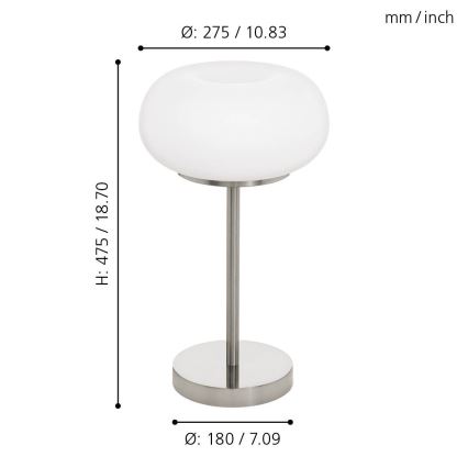 Eglo - LED RGB Hämardatav laualamp OPTICA-C LED/16W/230V d. 27,5 cm