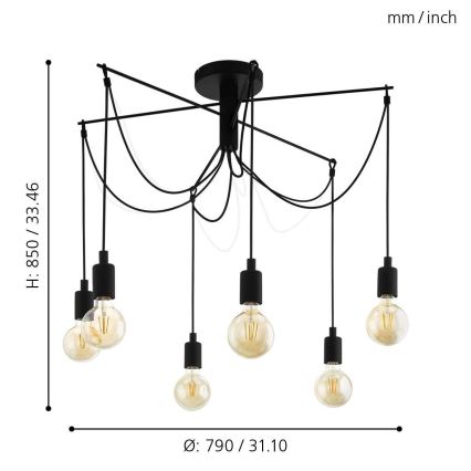 Eglo - Lühter 6xE27/60W/230V ämblik