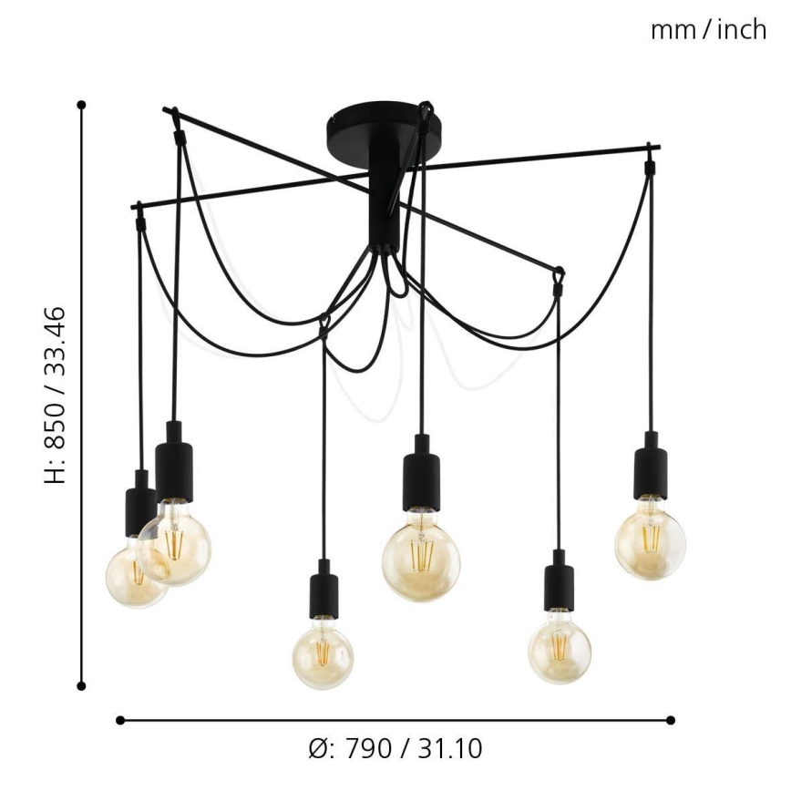 Eglo - Lühter 6xE27/60W/230V ämblik