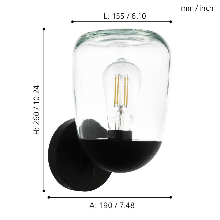 Eglo - Seinavalgusti õue 1xE27/60W/230V IP44