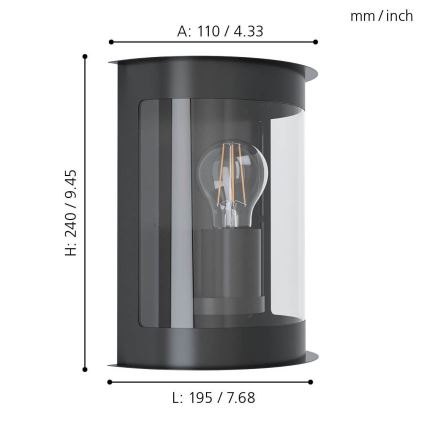 Eglo - Seinavalgusti õue 1xE27/28W/230V IP44
