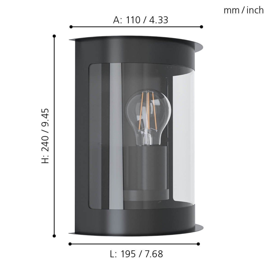 Eglo - Seinavalgusti õue 1xE27/28W/230V IP44