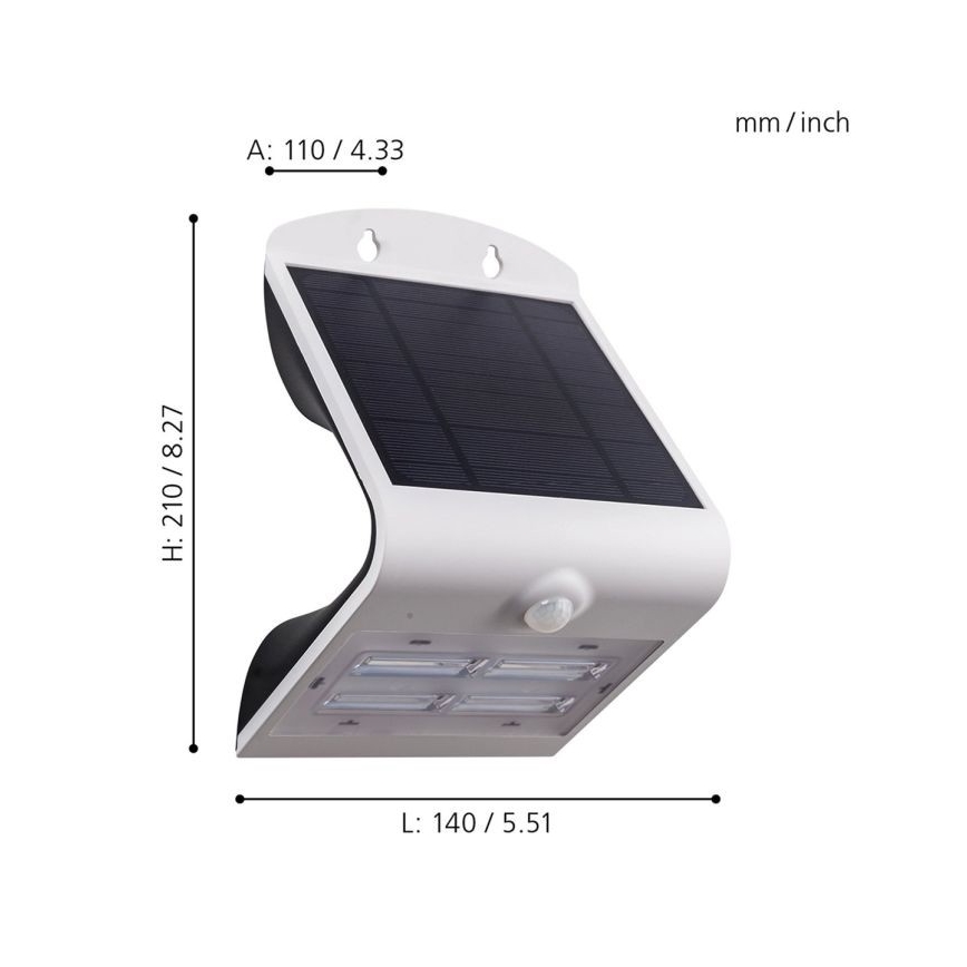 Eglo - Päikesepaneeliga valgusti anduriga LED/3,2W/3,7V 2000 mAh IP54