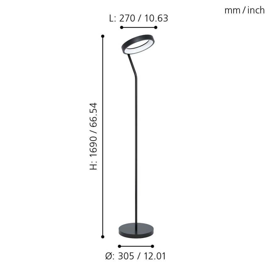 Eglo - LED RGB Hämardatav põrandalamp MARGHERA-C LED/16W/230V