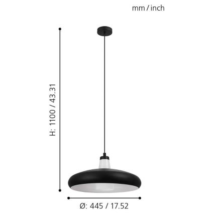 Eglo - LED RGB Hämardatav lühter TABANERA-C 1xE27/9W/230V