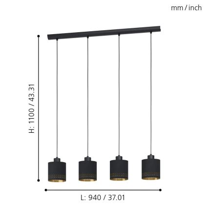 Eglo - Lühter 4xE27/28W/230V