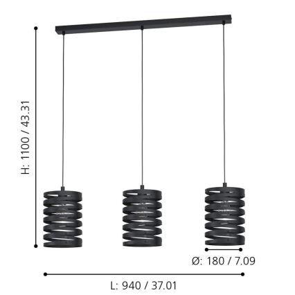 Eglo - Lühter 3xE27/40W/230V