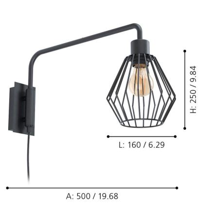 Eglo 99349 - Seinavalgusti TABILLANO 1xE27/40W/230V