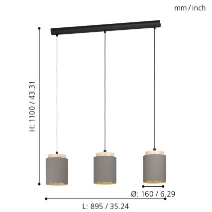 Eglo - Lühter 3xE27/40W/230V