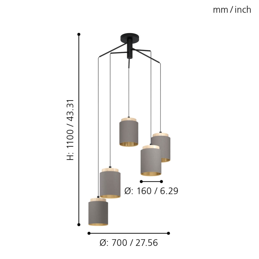 Eglo - Lühter 5xE27/40W/230V ämblik