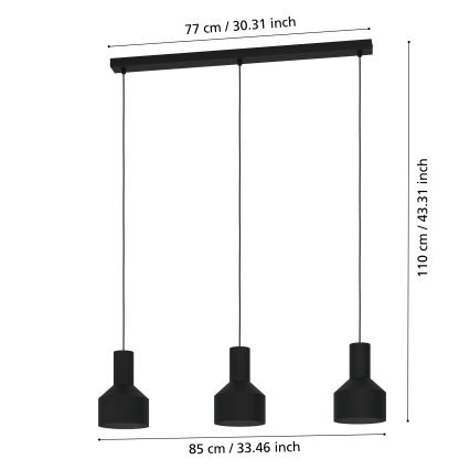 Eglo - Lühter 3xE27/40W/230V