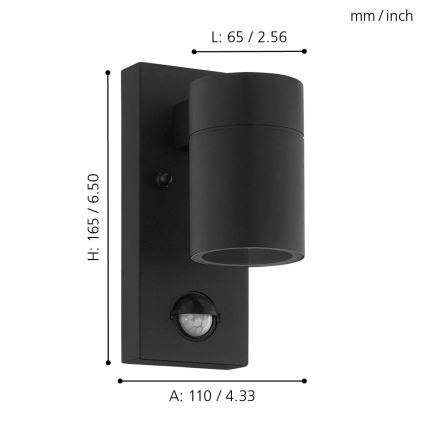 Eglo 99571 - LED Väli seinavalgusti anduriga RIGA 1xGU10/3W/230V IP44