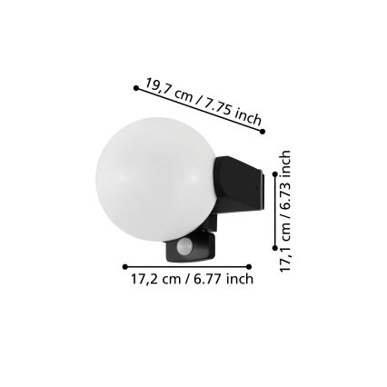 Eglo 99573 - Välisseinavalgusti anduriga RUBIO 1xE27/15W/230V IP44