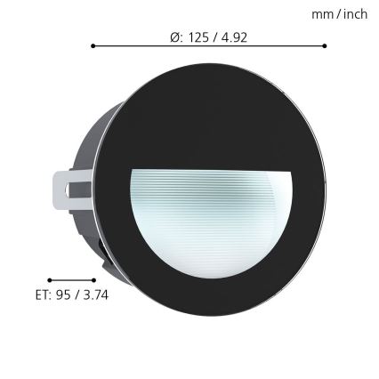 Eglo 99576 - LED Väli süvistatav valgusti ARACENA LED/2,5W/230V IP65 must